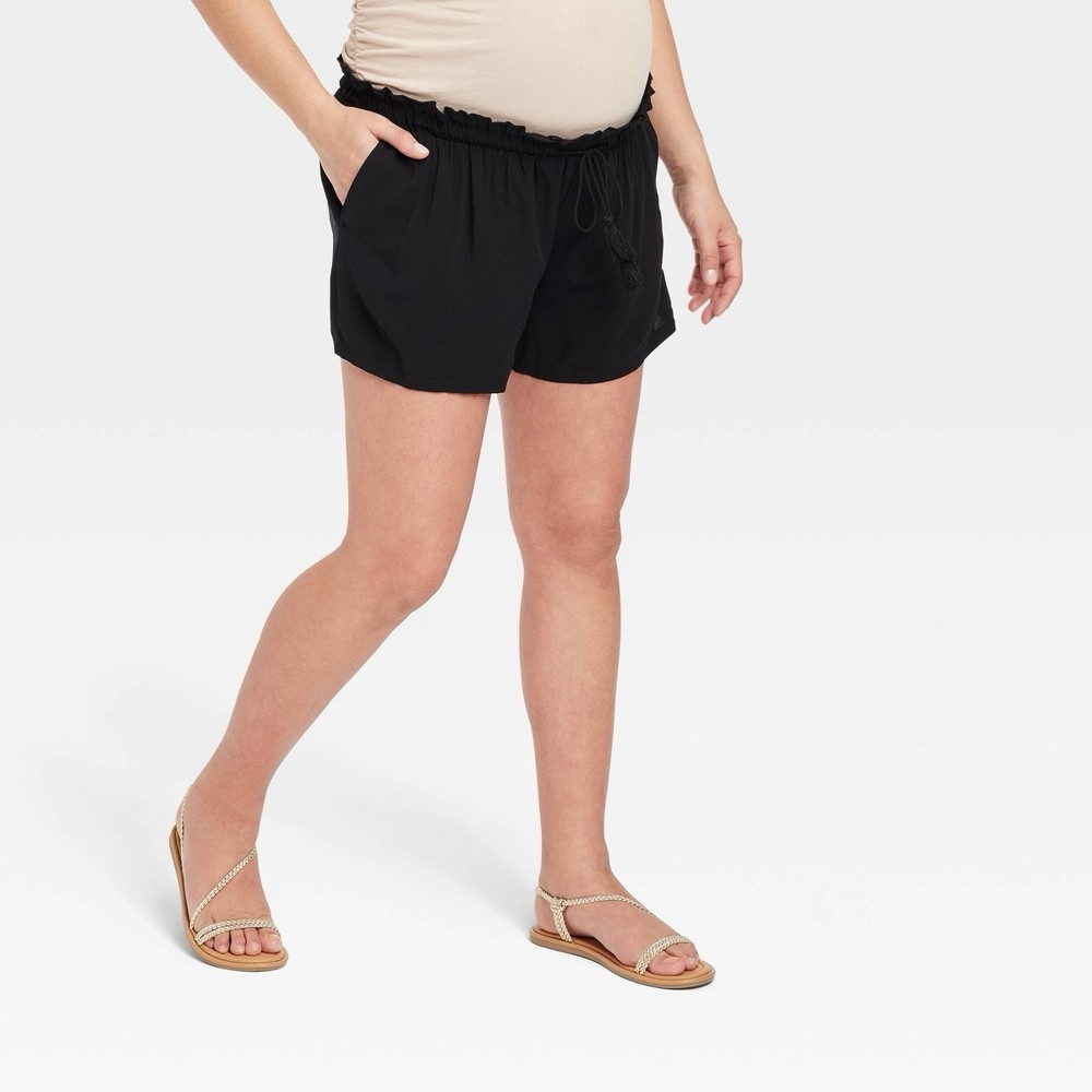 Ingrid & Isabel Black High Waist Maternity Shorts